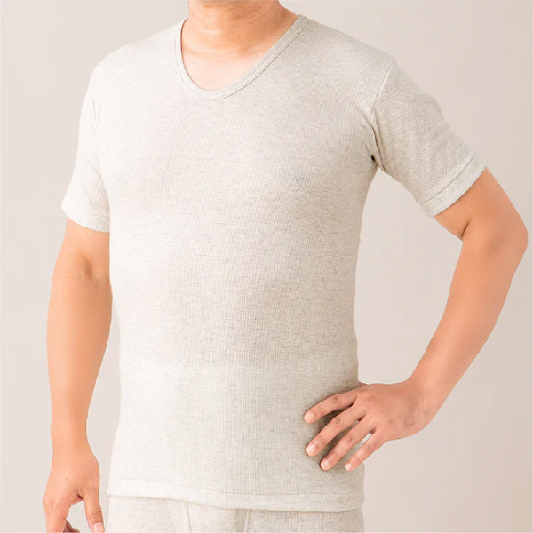 メディロン・リブ調キルトインナー メンズ・半袖シャツ