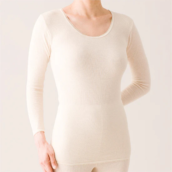 メディロン・リブ調キルトインナー レディース・8分袖シャツ