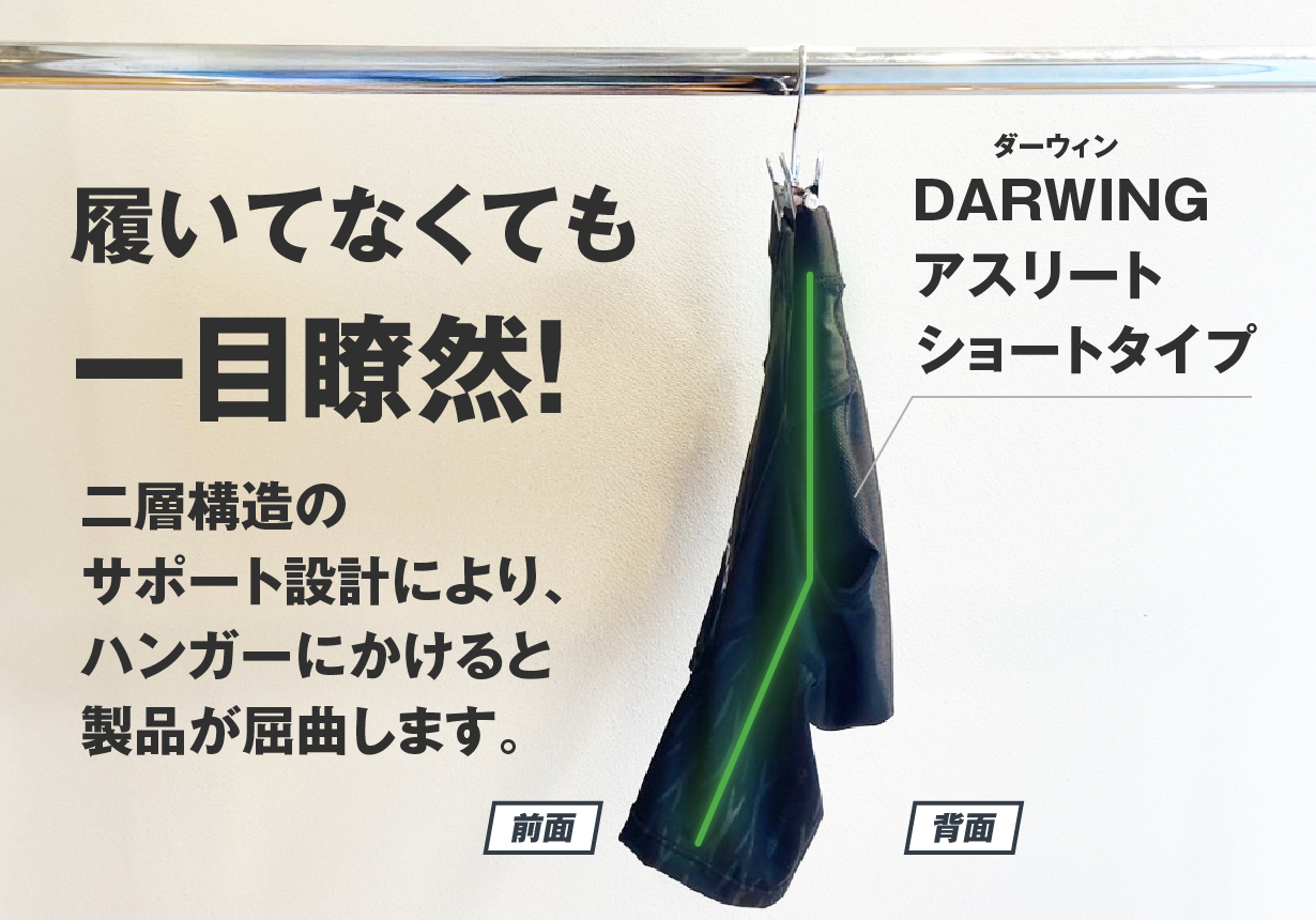 二層生地で股関節を屈曲させることで実現